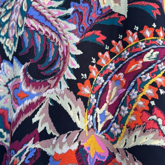 Eva Franco Boho Floral Paisley Ruched-Sleeve Sweatshirt, M, Made in USA - Picture 6 of 9